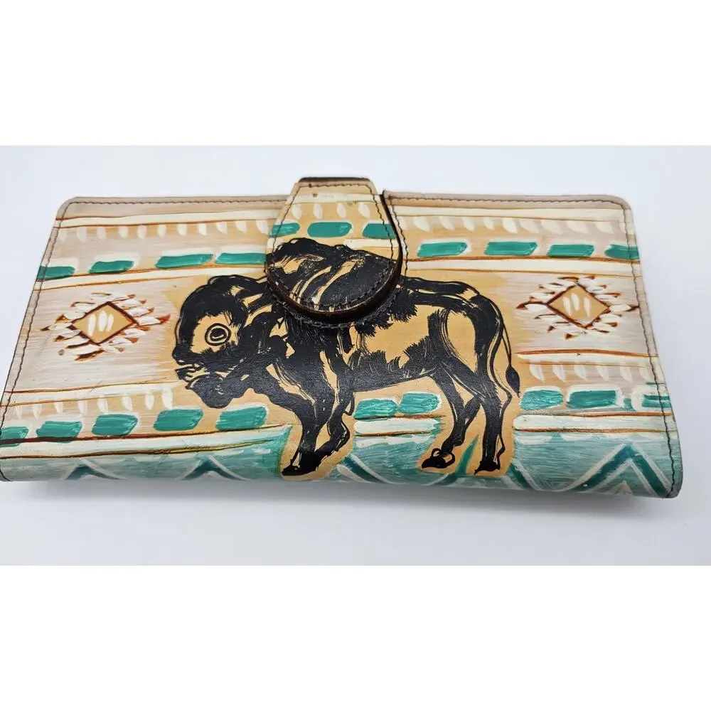 American Darling Magnet Snap Buffalo Wallet Genuine Leather New No Wrist Strap